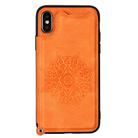 For iPhone XR Mandala Embossed PU + TPU Case with Holder & Card Slots & Photo Frame & Hand Strap(Yellow) - 2