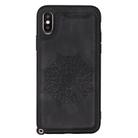 For iPhone XS Max Mandala Embossed PU + TPU Case with Holder & Card Slots & Photo Frame & Hand Strap(Black) - 2