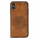 For iPhone XS Max Mandala Embossed PU + TPU Case with Holder & Card Slots & Photo Frame & Hand Strap(Brown) - 2