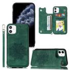 For iPhone 11 Pro Mandala Embossed PU + TPU Case with Holder & Card Slots & Photo Frame & Hand Strap(Green) - 1