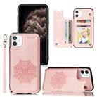 For iPhone 11 Pro Max Mandala Embossed PU + TPU Case with Holder & Card Slots & Photo Frame & Hand Strap(Rose Gold) - 1