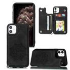 For iPhone 11 Pro Max Mandala Embossed PU + TPU Case with Holder & Card Slots & Photo Frame & Hand Strap(Black) - 1