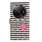 For Redmi A3 3D Pattern Leather Phone Case(Striped Heart) - 3