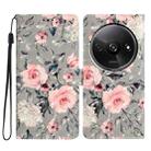 For Redmi A3 3D Pattern Leather Phone Case(Gray Base Flower) - 1