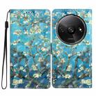 For Redmi A3 3D Pattern Leather Phone Case(Blue Base Apricot Flower) - 1