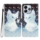 For Redmi Note 14 5G 3D Pattern Leather Phone Case(White Cat) - 1