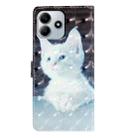 For Redmi Note 14 5G 3D Pattern Leather Phone Case(White Cat) - 3