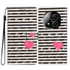 For Redmi Note 14 Pro+ 5G 3D Pattern Leather Phone Case(Striped Heart) - 1