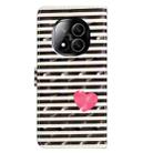 For Redmi Note 14 Pro+ 5G 3D Pattern Leather Phone Case(Striped Heart) - 3