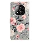 For Redmi Note 14 Pro+ 5G 3D Pattern Leather Phone Case(Gray Base Flower) - 3