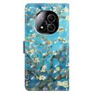 For Redmi Note 14 Pro+ 5G 3D Pattern Leather Phone Case(Blue Base Apricot Flower) - 3