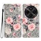 For Redmi A4 5G 3D Pattern Leather Phone Case(Gray Base Flower) - 1