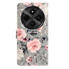 For Redmi A4 5G 3D Pattern Leather Phone Case(Gray Base Flower) - 3