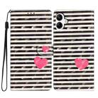 For Samsung Galaxy A06 4G 3D Pattern Leather Phone Case(Striped Heart) - 1