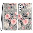 For Samsung Galaxy A56 5G 3D Pattern Leather Phone Case(Gray Base Flower) - 1