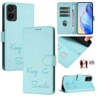 For Tecno Pop 6c / itel A18 Smile Embossing RFID Leather Phone Case(Mint Green) - 1