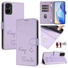 For Tecno Pop 6c / itel A18 Smile Embossing RFID Leather Phone Case(Light Purple) - 1