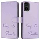 For Tecno Pop 6c / itel A18 Smile Embossing RFID Leather Phone Case(Light Purple) - 3