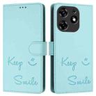 For Tecno Spark 10 Pro Magic Magenta Smile Embossing RFID Leather Phone Case(Mint Green) - 3