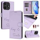 For Tecno Spark 10 Pro Magic Magenta Smile Embossing RFID Leather Phone Case(Light Purple) - 1