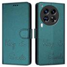 For Tecno Camon 30 Premier 5G Smile Embossing RFID Leather Phone Case(Peacock Green) - 3