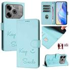 For Tecno Pova 6 Neo Smile Embossing RFID Leather Phone Case(Mint Green) - 1