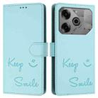 For Tecno Pova 6 Neo Smile Embossing RFID Leather Phone Case(Mint Green) - 3