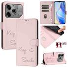 For Tecno Pova 6 Neo Smile Embossing RFID Leather Phone Case(Pink) - 1