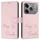 For Tecno Pova 6 Neo Smile Embossing RFID Leather Phone Case(Pink) - 3