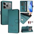 For Tecno Pova 6 Neo Smile Embossing RFID Leather Phone Case(Peacock Green) - 1