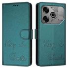 For Tecno Pova 6 Neo Smile Embossing RFID Leather Phone Case(Peacock Green) - 3