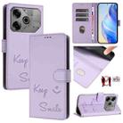 For Tecno Pova 6 Neo Smile Embossing RFID Leather Phone Case(Light Purple) - 1