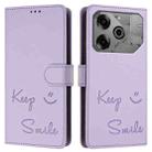 For Tecno Pova 6 Neo Smile Embossing RFID Leather Phone Case(Light Purple) - 3