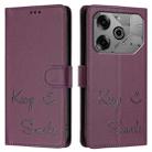 For Tecno Pova 6 Neo Smile Embossing RFID Leather Phone Case(Violet) - 3