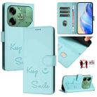 For Tecno Pova 6 4G Smile Embossing RFID Leather Phone Case(Mint Green) - 1