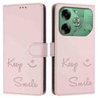 For Tecno Pova 6 4G Smile Embossing RFID Leather Phone Case(Pink) - 3