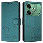 For Tecno Pova 6 4G Smile Embossing RFID Leather Phone Case(Peacock Green) - 3