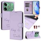 For Tecno Pova 6 4G Smile Embossing RFID Leather Phone Case(Light Purple) - 1