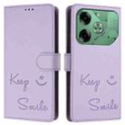 For Tecno Pova 6 4G Smile Embossing RFID Leather Phone Case(Light Purple) - 3