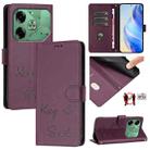 For Tecno Pova 6 4G Smile Embossing RFID Leather Phone Case(Violet) - 1