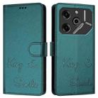 For Tecno Pova 6 Pro / Pova 6 5G Smile Embossing RFID Leather Phone Case(Peacock Green) - 3