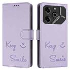 For Tecno Pova 6 Pro / Pova 6 5G Smile Embossing RFID Leather Phone Case(Light Purple) - 3