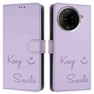 For Tecno Camon 30 Pro 5G Smile Embossing RFID Leather Phone Case(Light Purple) - 3