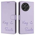 For Tecno Spark 20 Pro+ Smile Embossing RFID Leather Phone Case(Light Purple) - 3