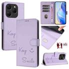 For Tecno Spark 20 Pro Smile Embossing RFID Leather Phone Case(Light Purple) - 1