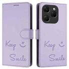 For Tecno Spark 20 Pro Smile Embossing RFID Leather Phone Case(Light Purple) - 3