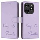 For Tecno Spark GO 2024 / Spark 20C Smile Embossing RFID Leather Phone Case(Light Purple) - 3