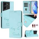 For Tecno Pova 5 Pro 5G Smile Embossing RFID Leather Phone Case(Mint Green) - 1