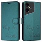 For Tecno Pova Neo 3 Smile Embossing RFID Leather Phone Case(Peacock Green) - 3