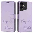 For Tecno Pova Neo 3 Smile Embossing RFID Leather Phone Case(Light Purple) - 3